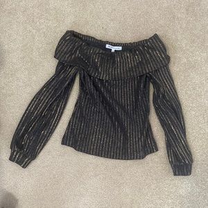 Bcbg metallic gold off the shoulder shirt, worn once